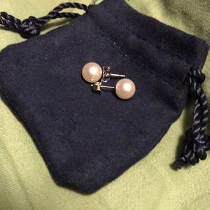 14kt white gold fresh water real pearl earings